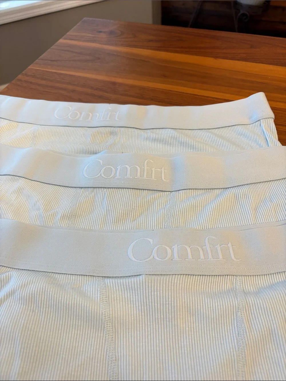 NWT New Comfrt Ribbed Boxer Unisex Powder Blue Set of 3 Underwear